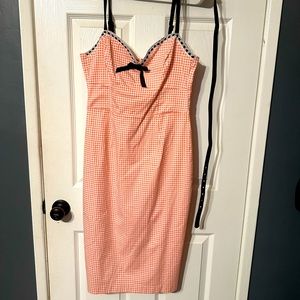 Michelin Pitt for Unique Vintage pink Gingham Wiggle dress size L Viva Las Vegas